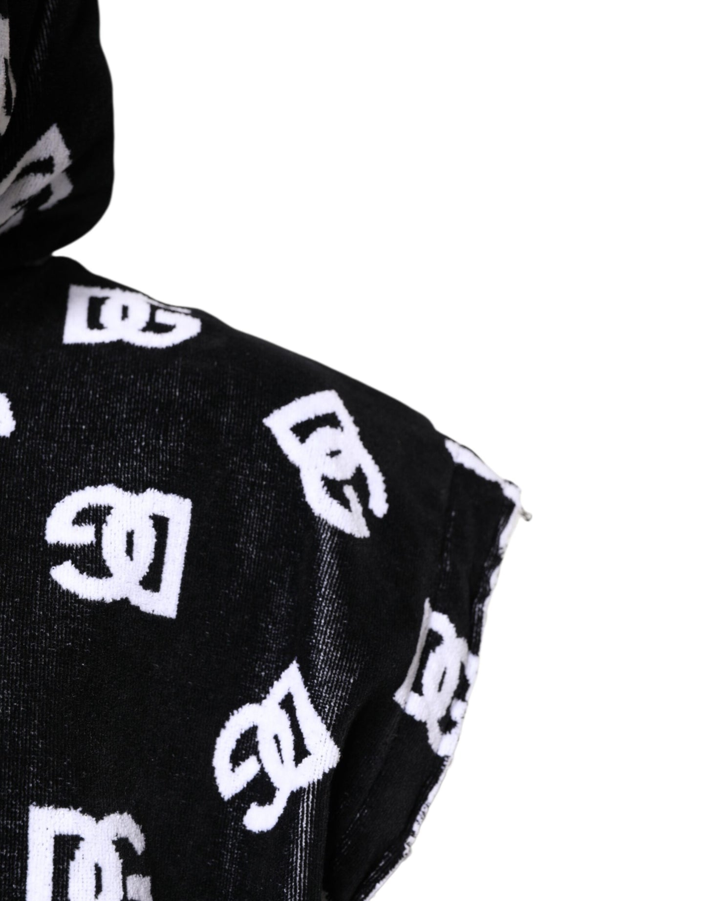 Dolce & Gabbana Schwarzer ärmelloser Pullover mit Kapuze aus Baumwolle von DG