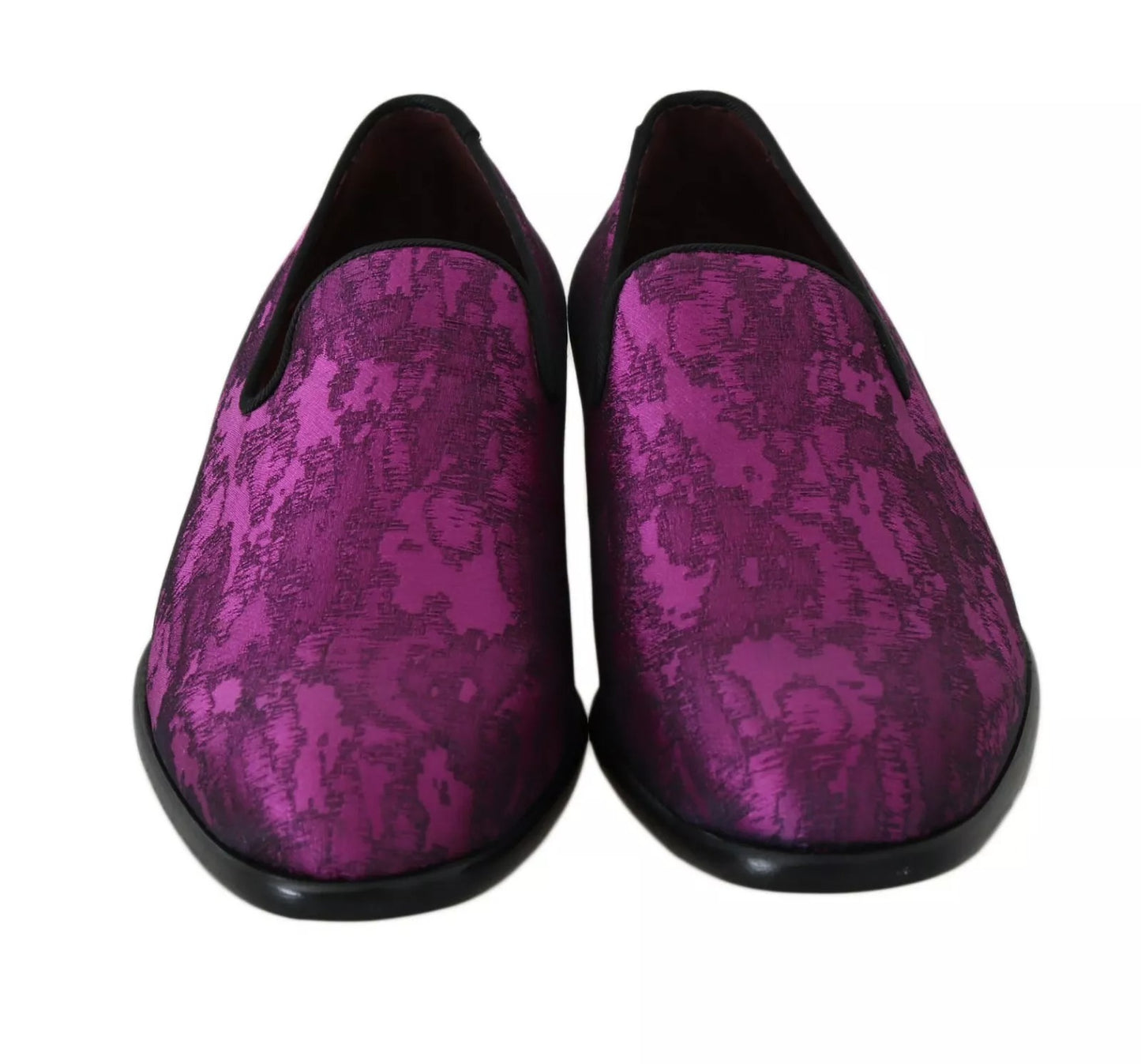 Dolce & Gabbana Lila Jacquard Loafers Kleid Formelle Schuhe