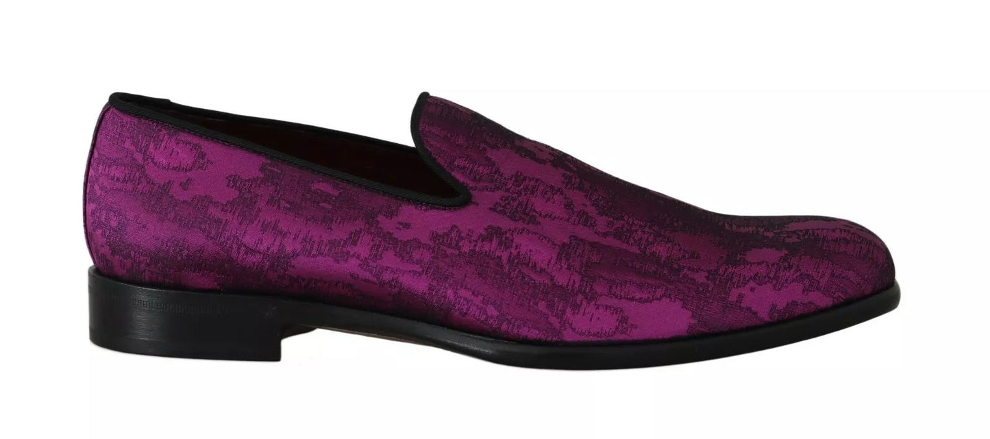 Dolce & Gabbana Lila Jacquard Loafers Kleid Formelle Schuhe