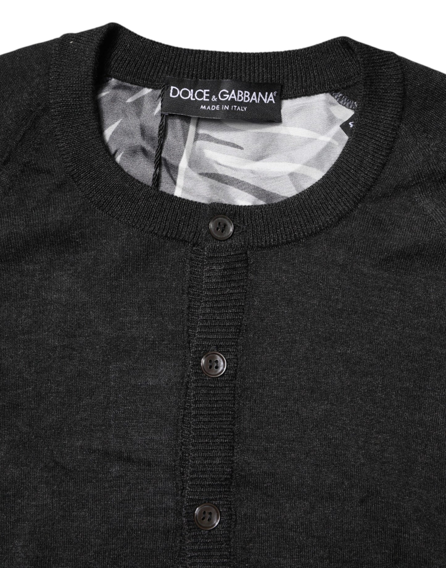 Dolce & Gabbana Schwarzer bedruckter gestrickter Pullover für Männer
