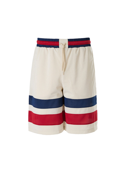 Gucci Cremefarbene Polyester-Logo-Shorts