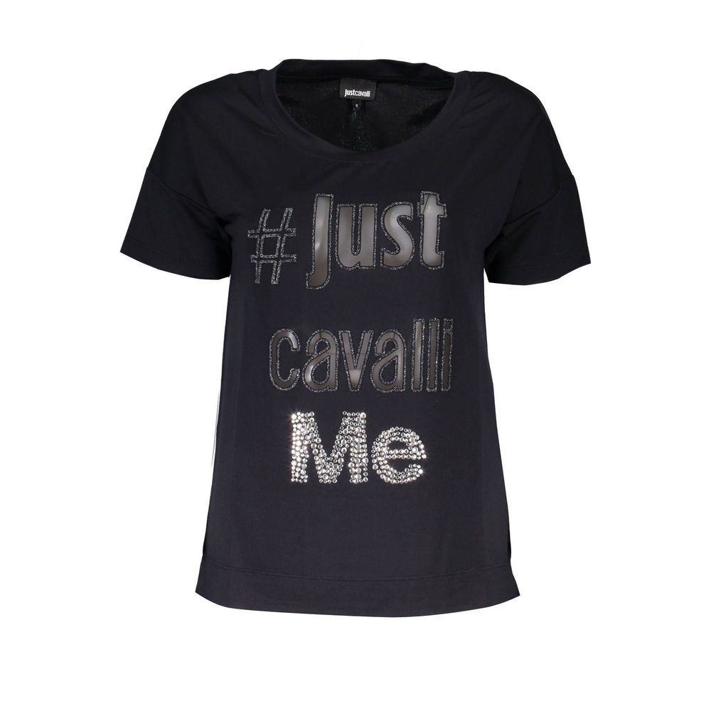 Just Cavalli Schwarzes Polyester-T-Shirt