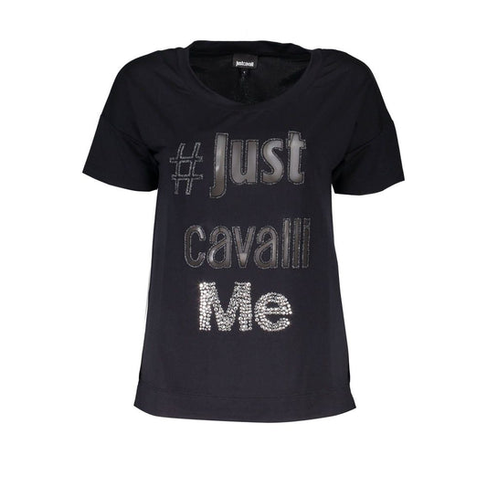 Just Cavalli Schwarzes Polyester-T-Shirt