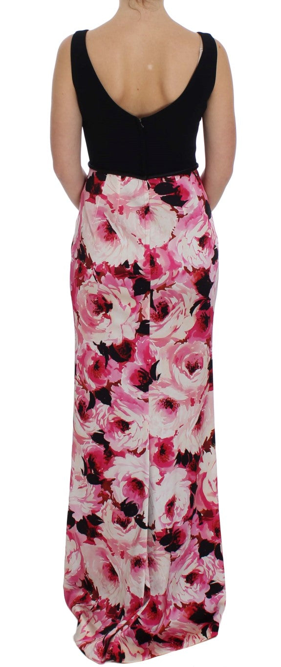 Dolce & Gabbana Rosa geblümtes langes Maxikleid mit Etui