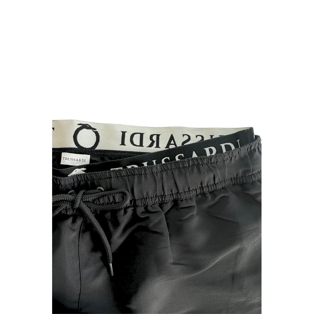 Trussardi Beachwear Schwarze Badeshorts aus Polyester