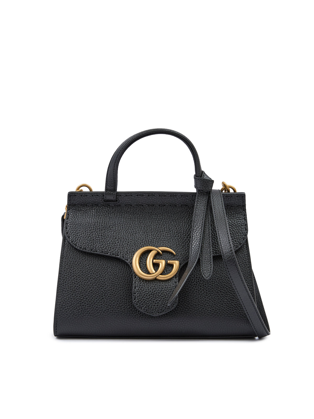 Gucci Schwarzes Leder GG Marmont Handtasche