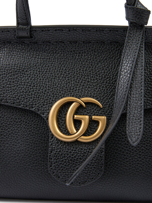 Gucci Schwarzes Leder GG Marmont Handtasche