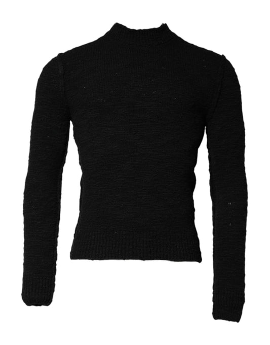 Dolce & Gabbana Schwarzer Pullover mit Rundhalsausschnitt aus Wollstrick