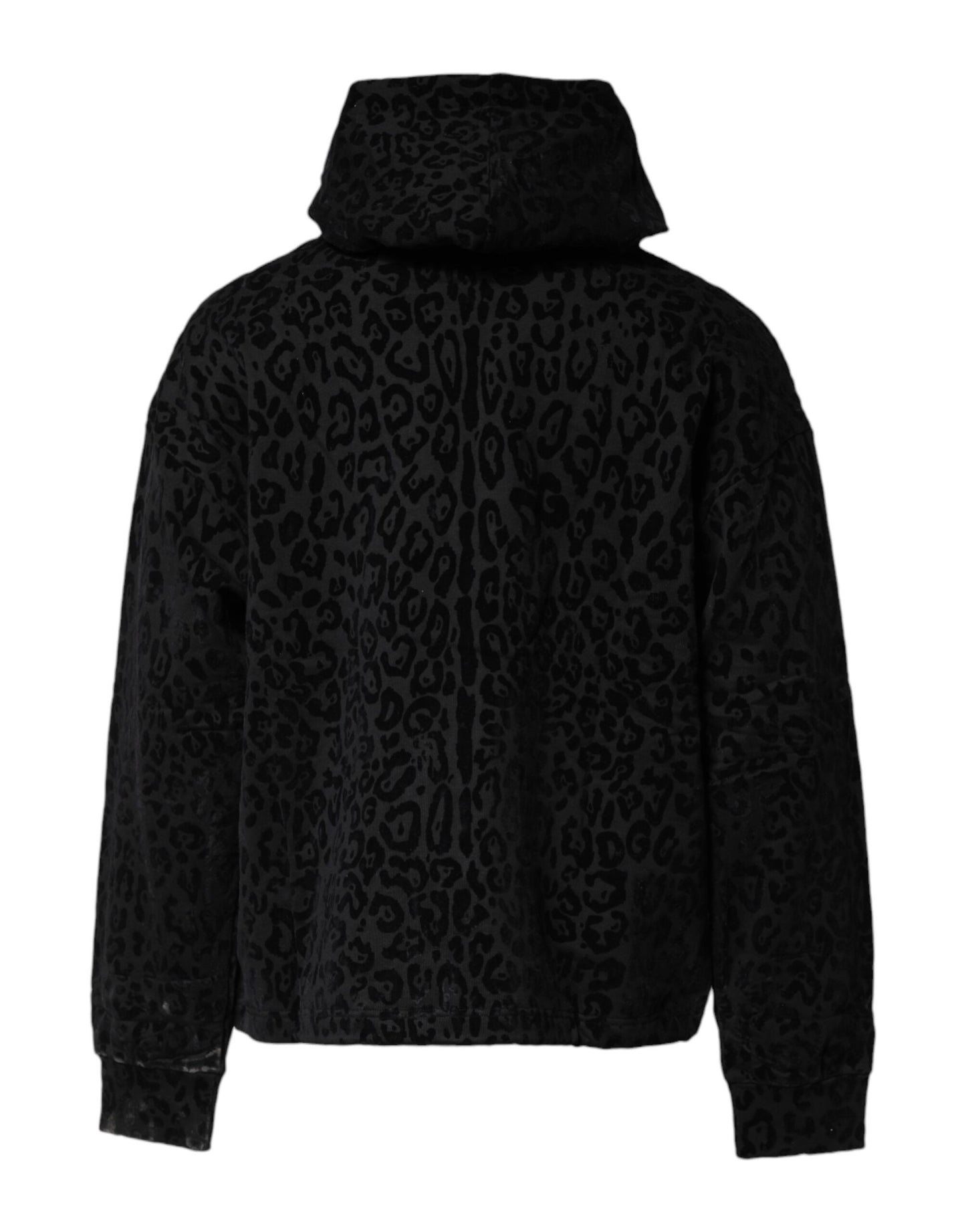 Dolce & Gabbana Schwarzes Leoparden Sweatshirt mit Kapuze und Reißverschluss Pullover