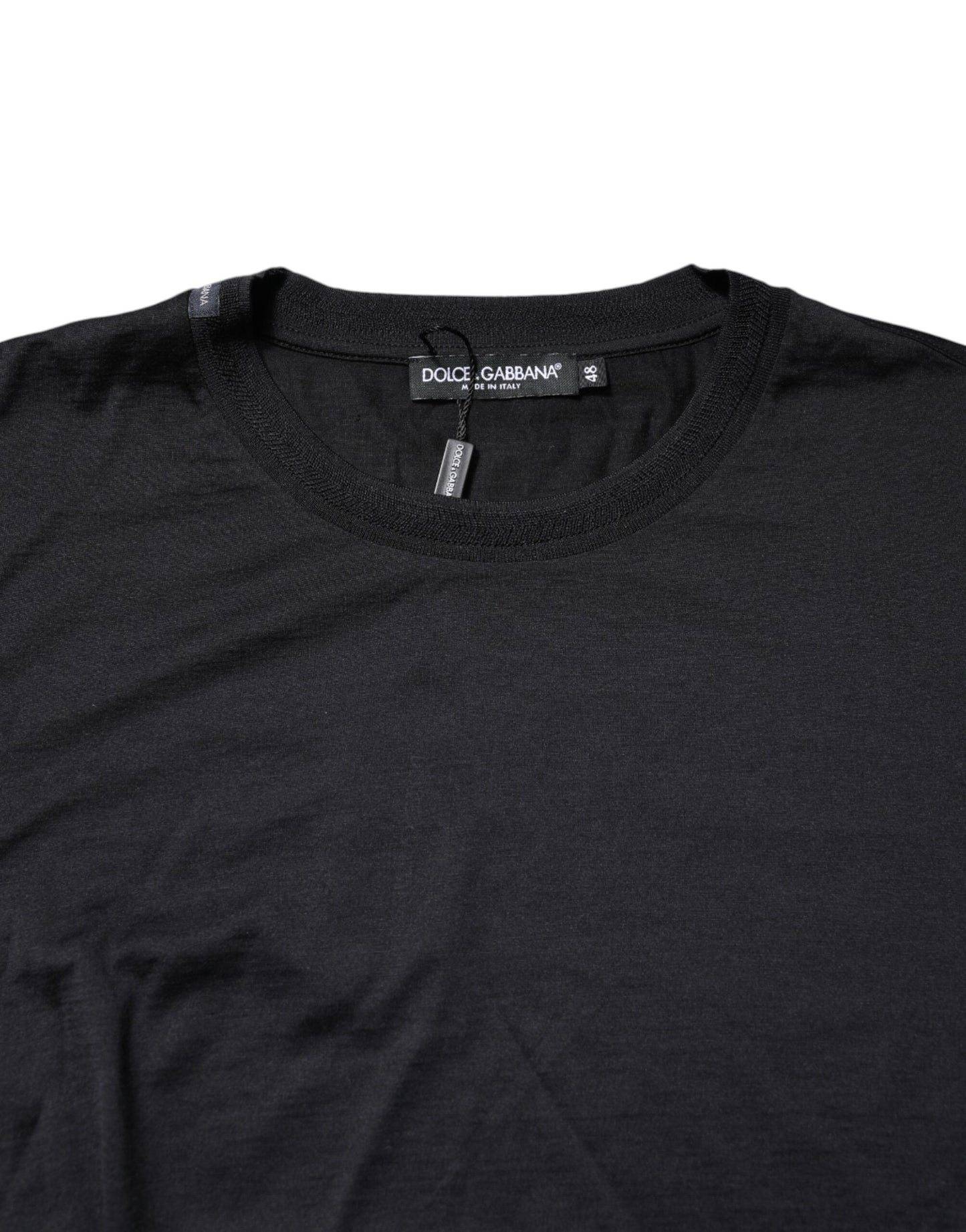 Dolce & Gabbana Dunkelblauer Seiden-Rundhals-Pullover für Männer