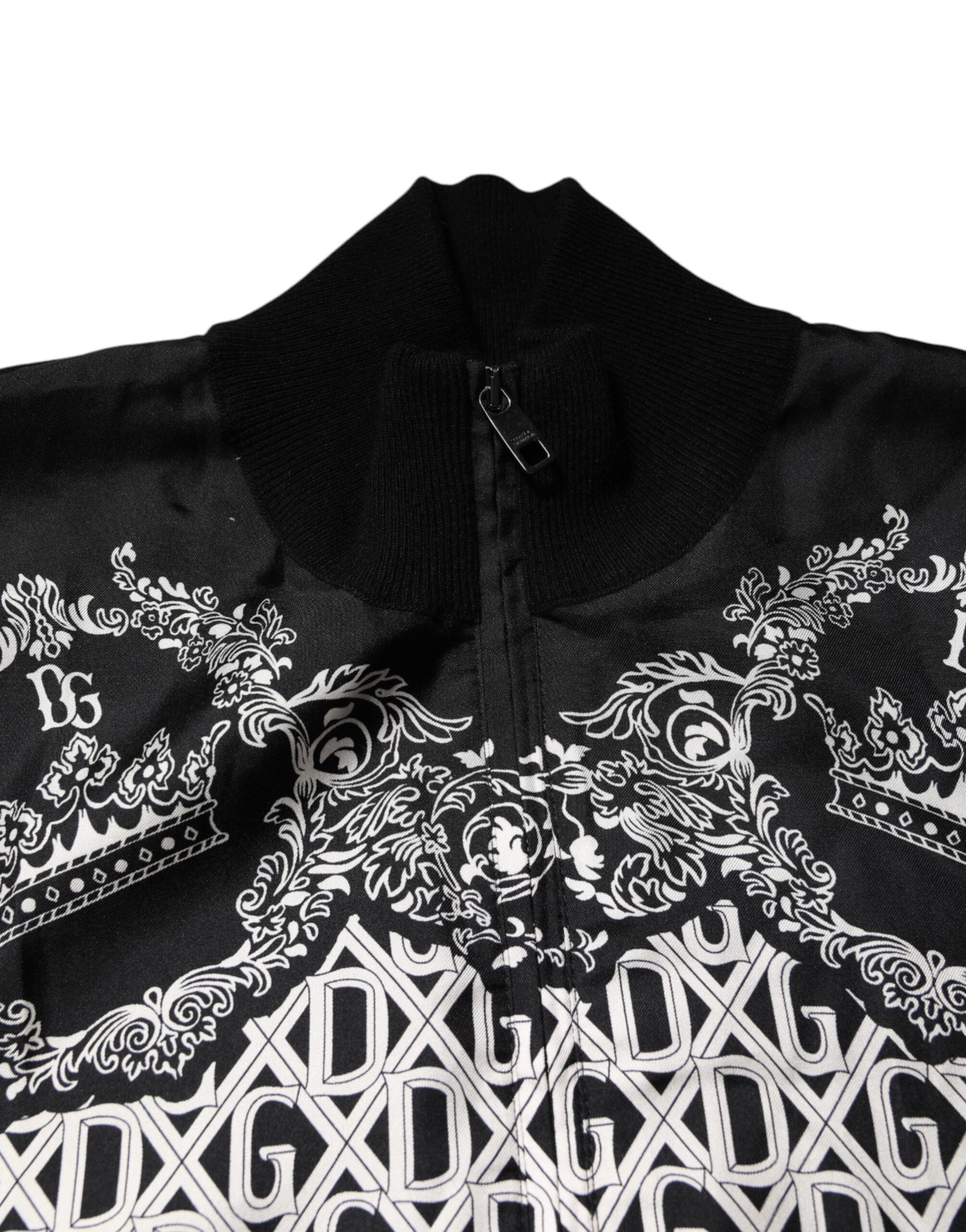 Dolce & Gabbana Schwarzer weißer Bandana Print Pullover mit Reißverschluss