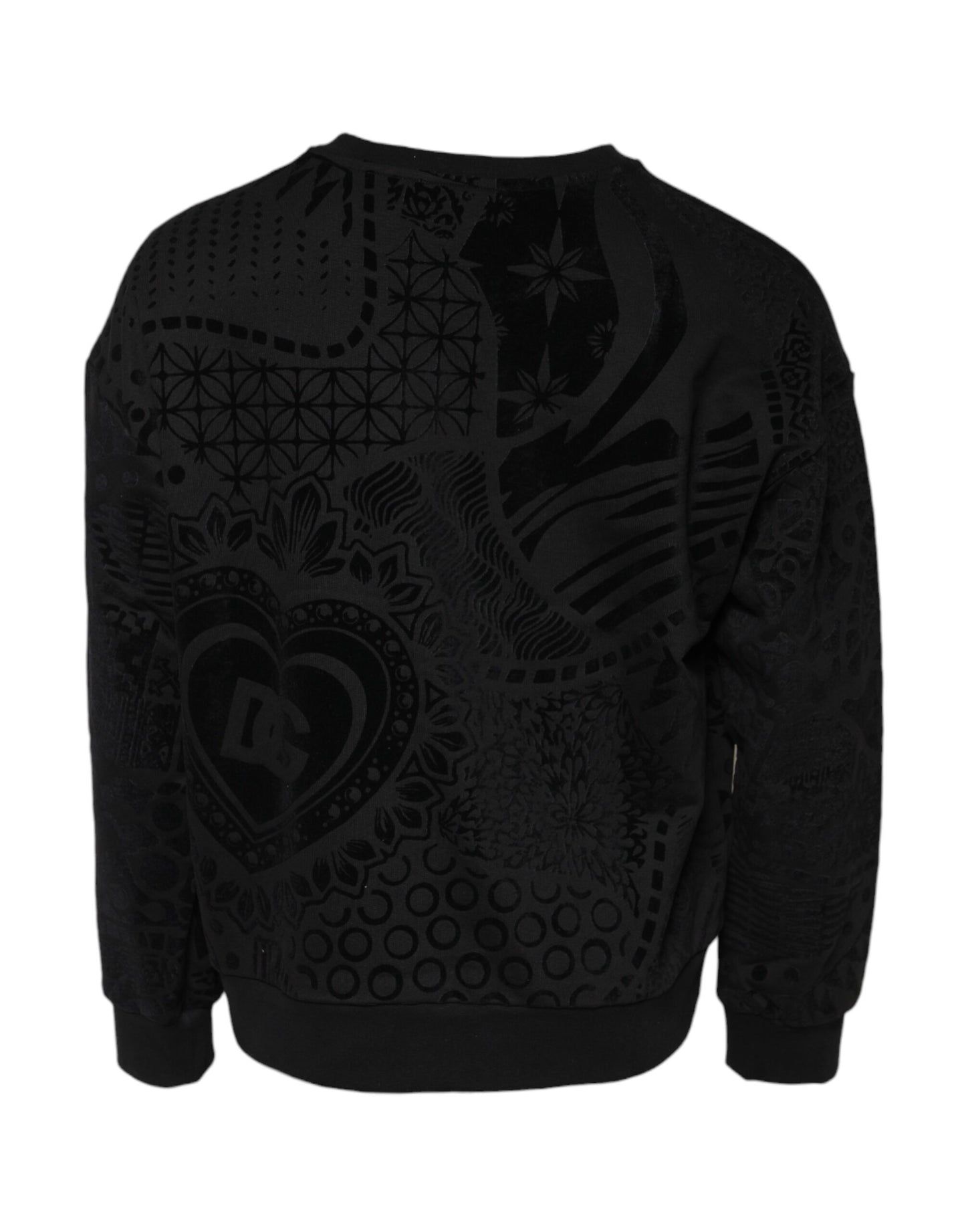Dolce & Gabbana Schwarzes bedrucktes Sweatshirt mit Rundhalsausschnitt Pullover