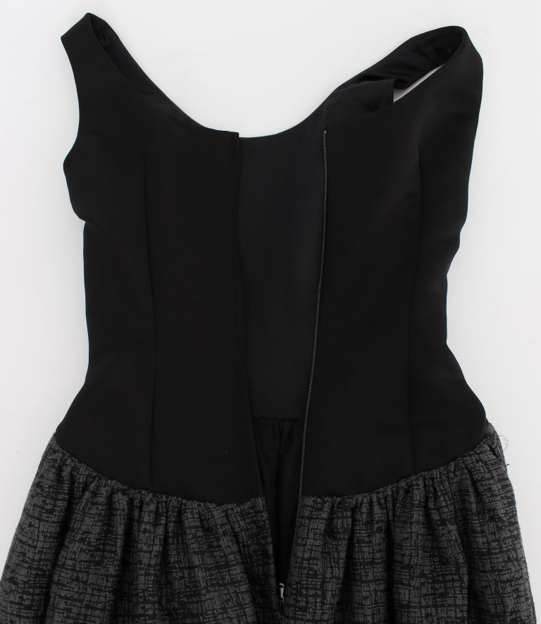 Dolce & Gabbana Schwarzes graues Etuikleid in voller Länge