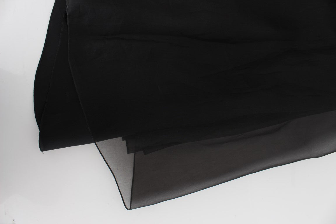 Dolce & Gabbana Schwarz Weiß Floral Seiden Etuikleid