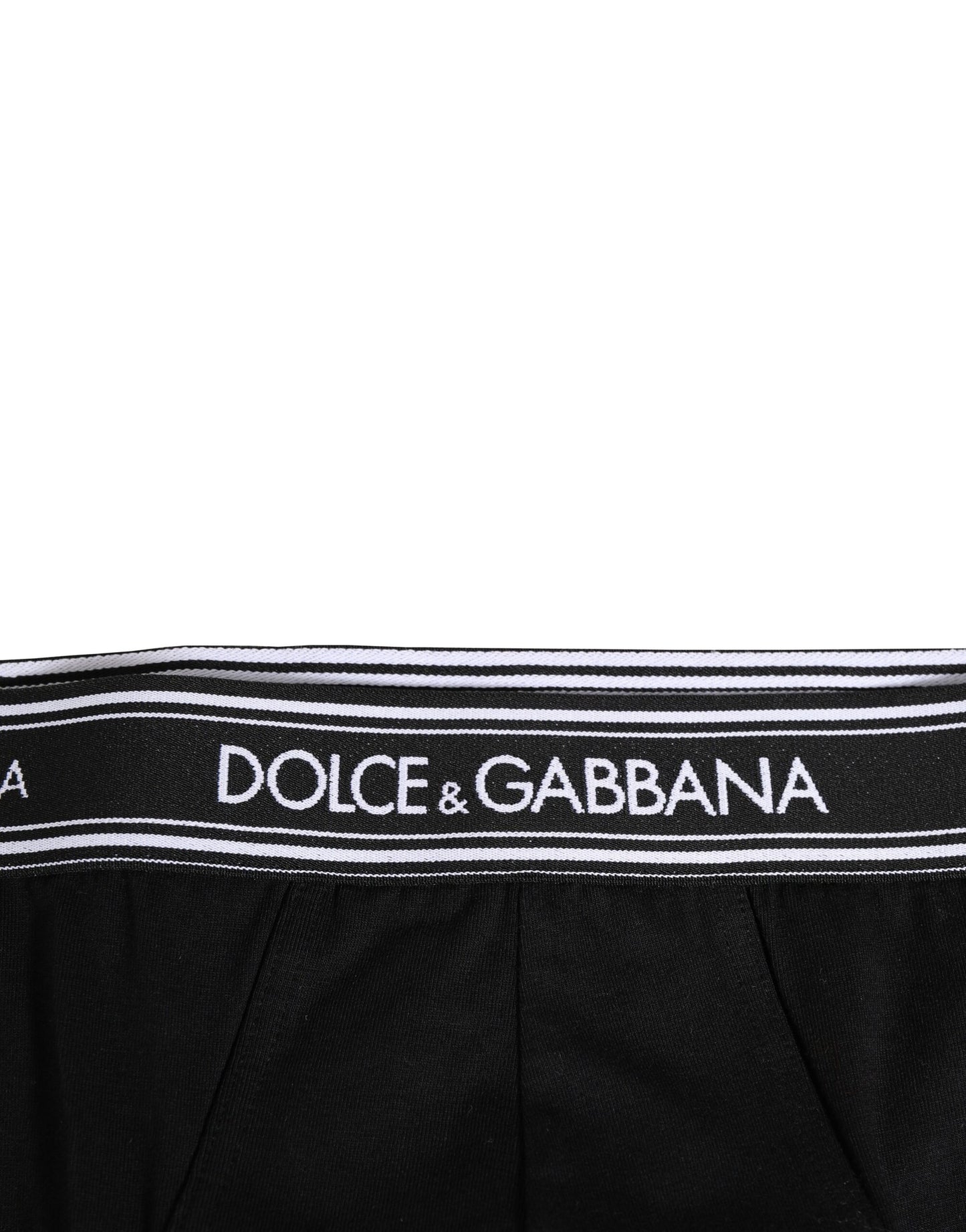 Dolce & Gabbana Schwarzer Baumwoll-Stretch-Slip mit Logodruck Unterwäsche