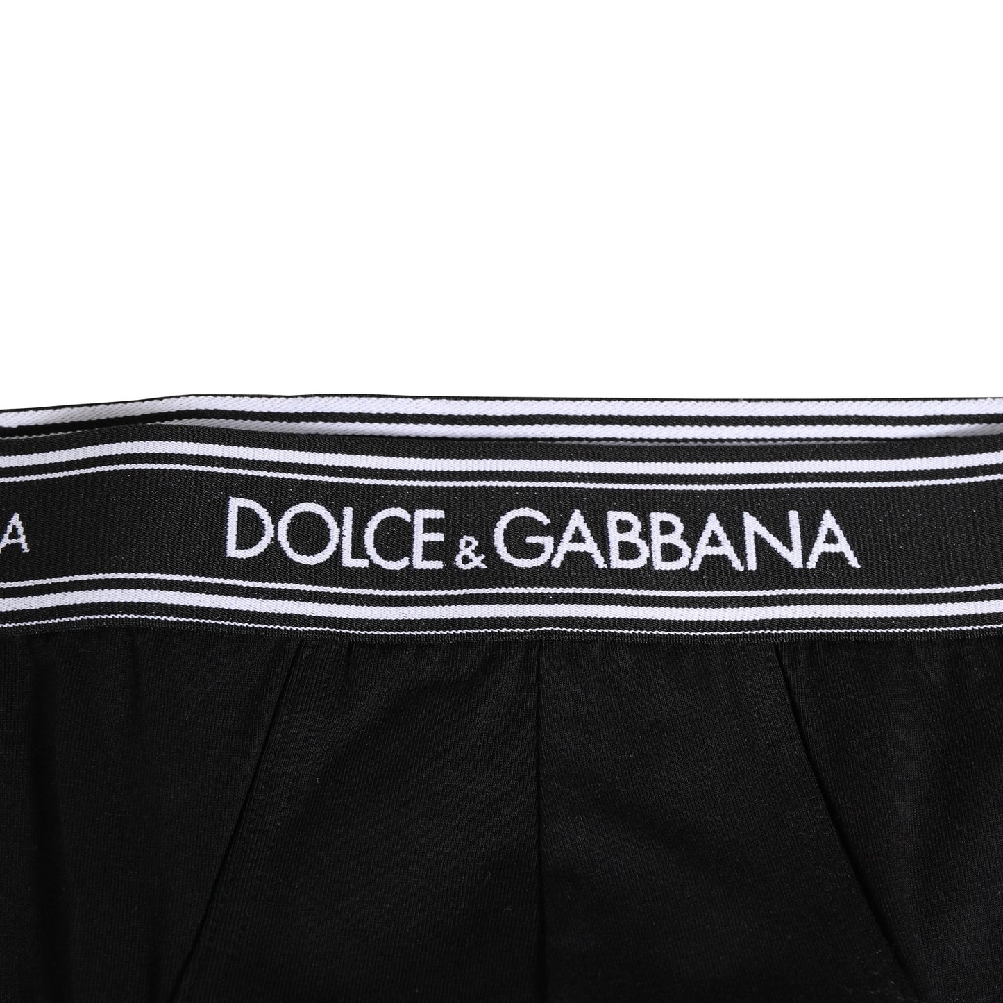 Dolce & Gabbana Schwarzer Baumwoll-Stretch-Slip mit Logodruck Unterwäsche