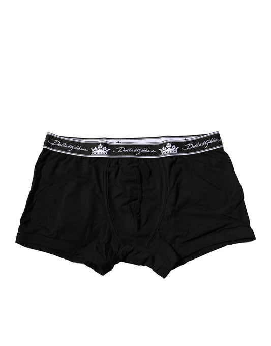 Dolce & Gabbana Schwarze Cotton Stretch Regular Boxer Unterwäsche