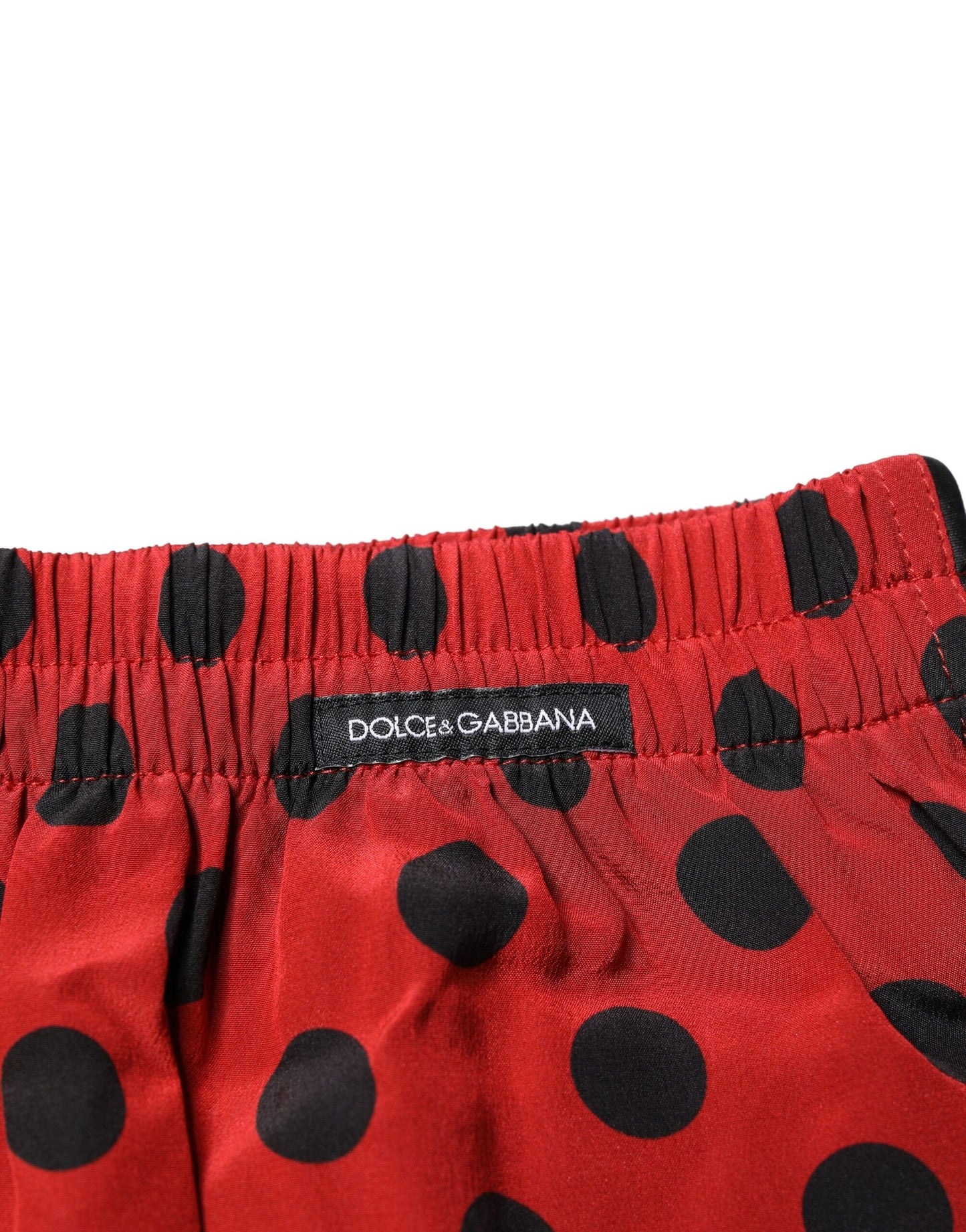Dolce & Gabbana Rote gepunktete Seiden-Boxershorts Unterwäsche