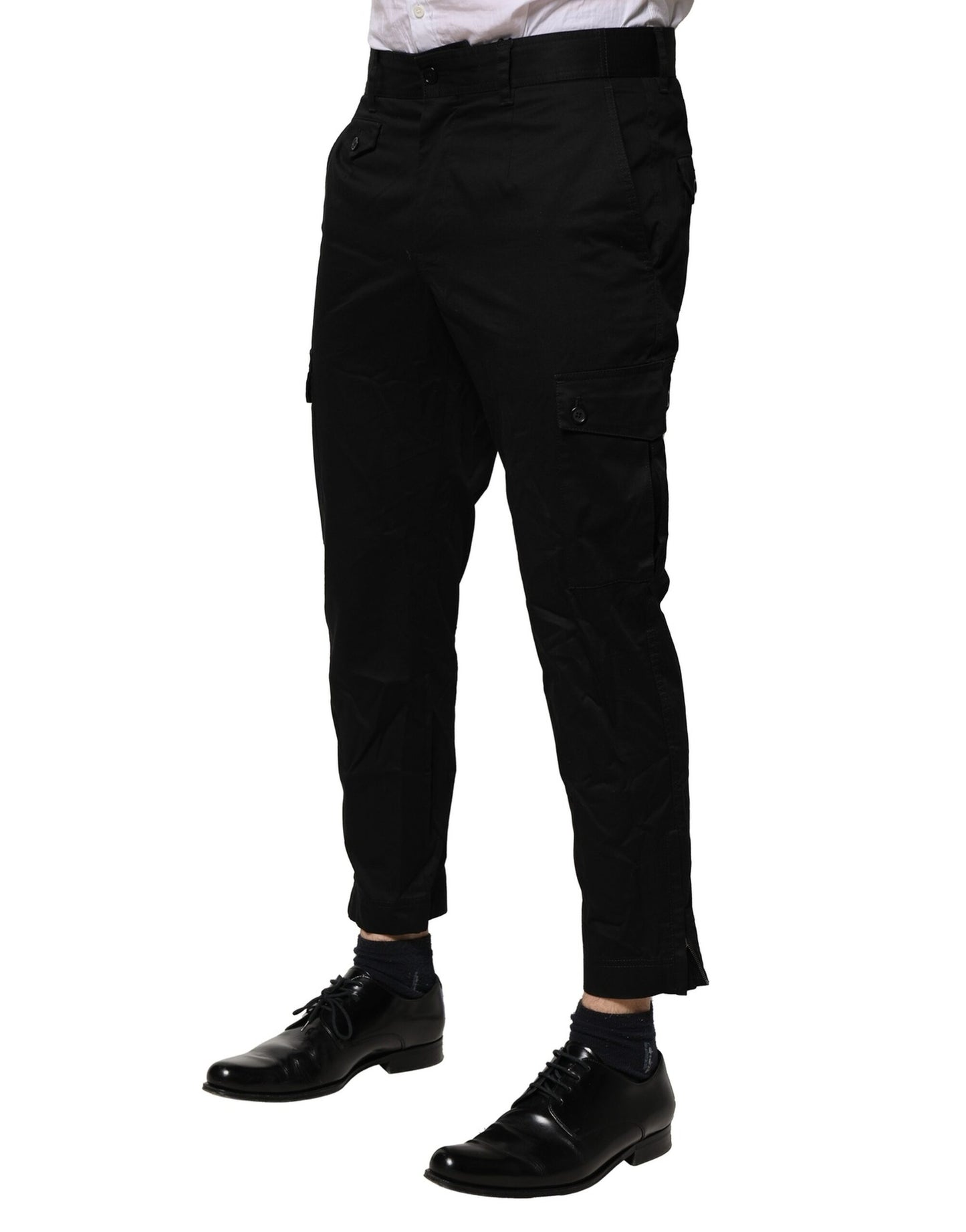 Dolce & Gabbana Schwarzes Baumwollkleid Slim Formal Pants