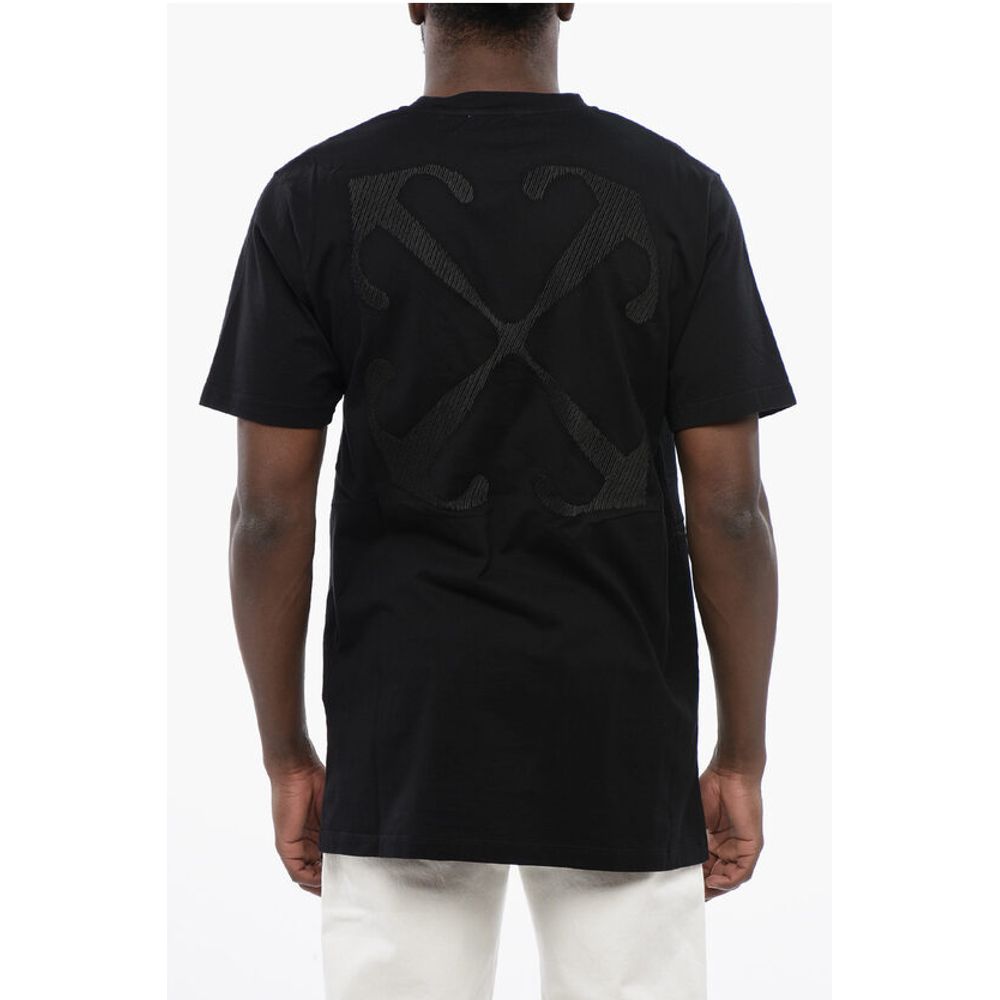 Off-White Schwarzes ARROW T-Shirt mit Rundhalsausschnitt aus Baumwolle