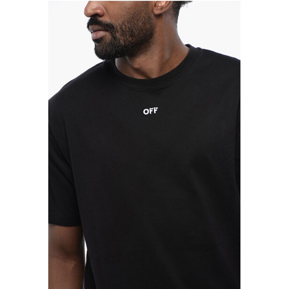 Off-White Schwarzes ARROW T-Shirt mit Rundhalsausschnitt aus Baumwolle