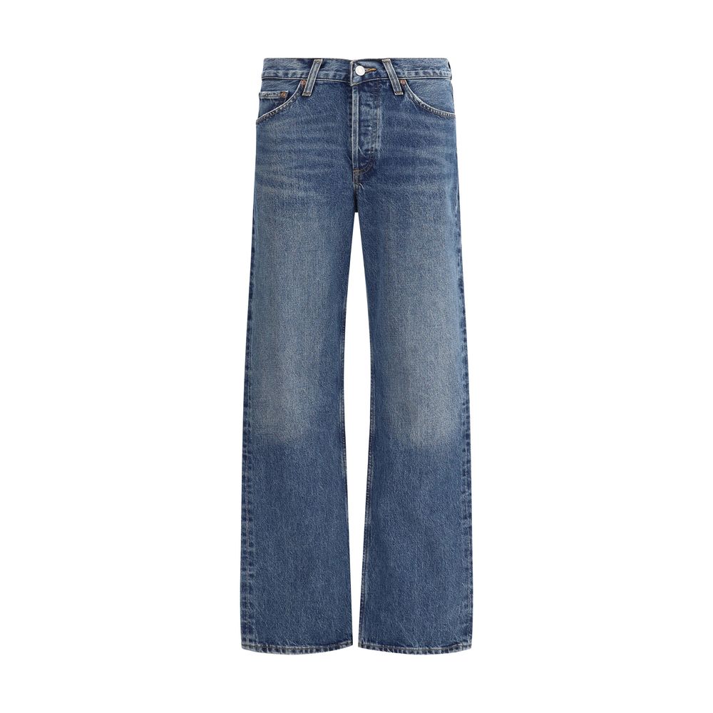 Agolde Gerade geschnittene Jeans aus blauem Baumwoll-Denim