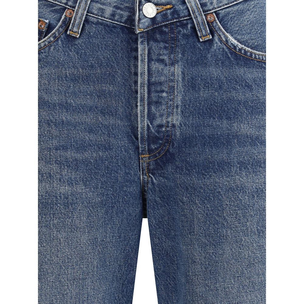 Agolde Gerade geschnittene Jeans aus blauem Baumwoll-Denim