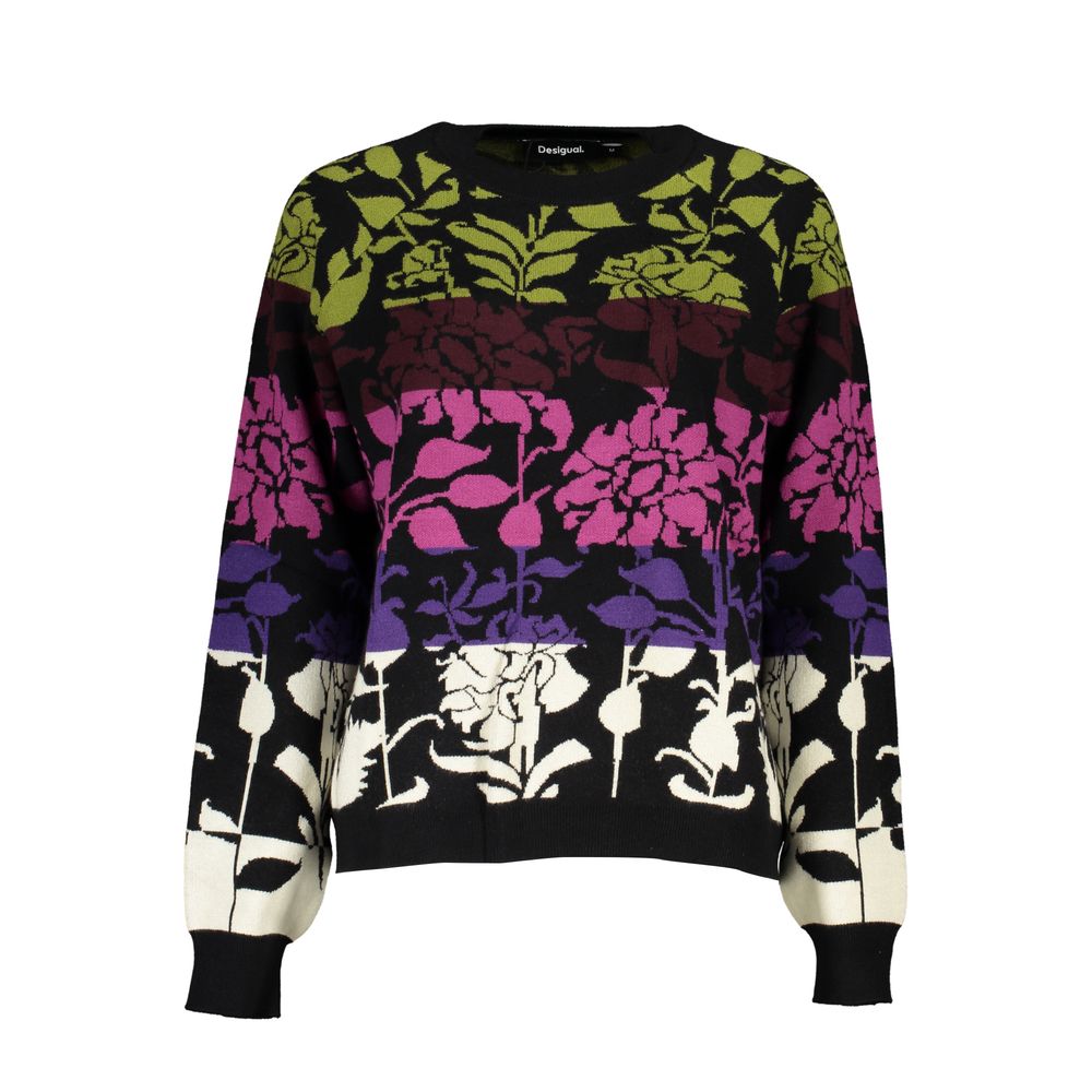 Desigual Eleganter Langarm-Pullover in Schwarz mit Kontrastdetails
