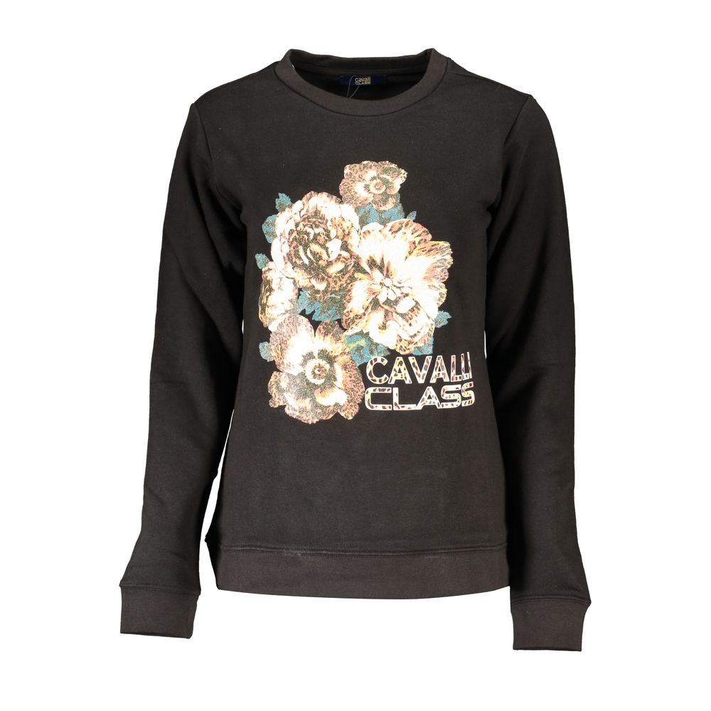 Cavalli Class Schwarzer Baumwollpullover für Frauen