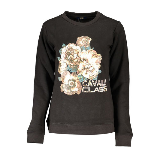 Cavalli Class Schwarzer Baumwollpullover für Frauen