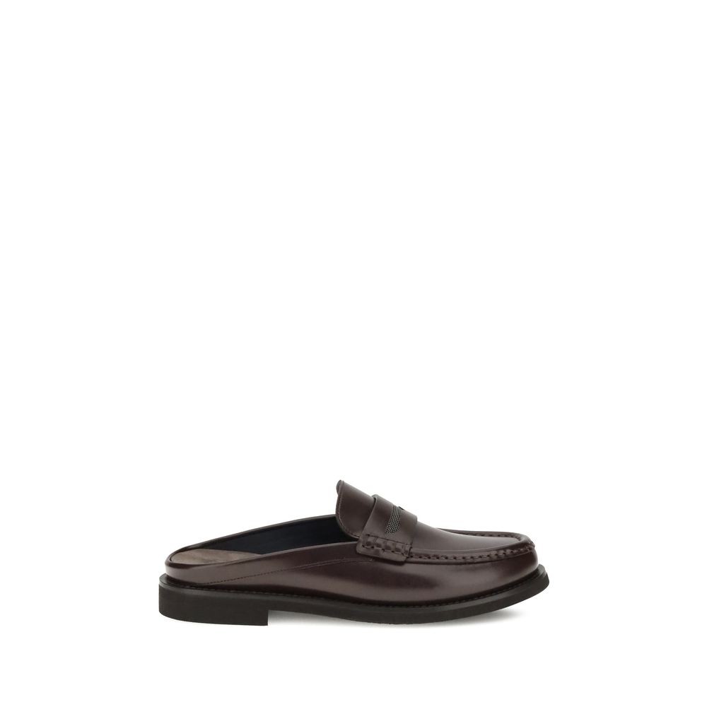 Brunello Cucinelli Braune Kalbsleder Bos Taurus Slipper