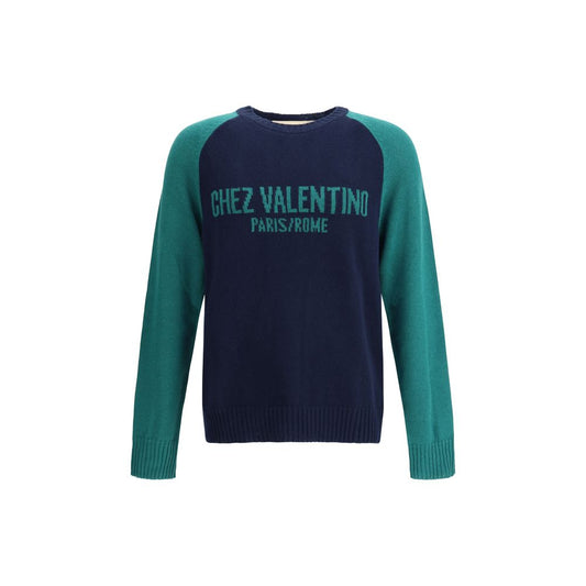 Valentino Blauer Fleece-Wollpullover