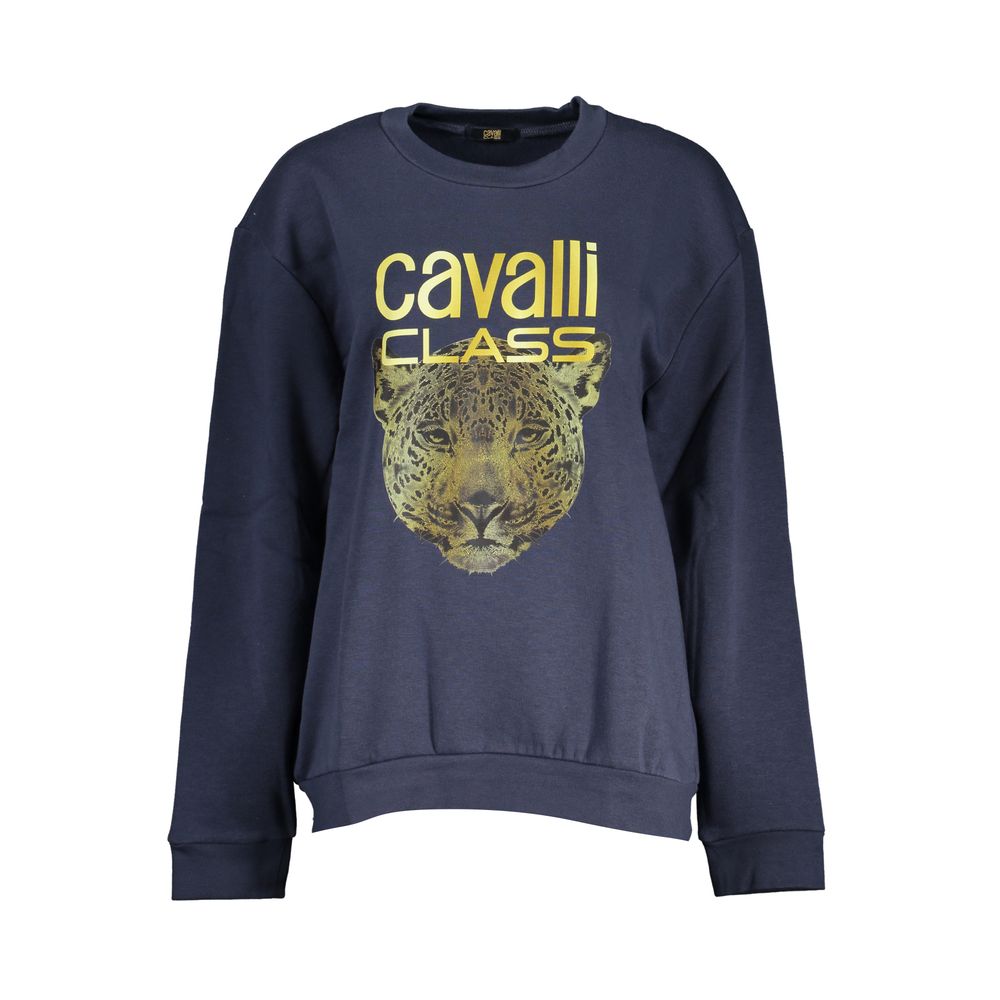 Cavalli Class Blauer Baumwollpullover für Frauen
