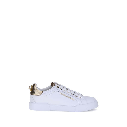 Dolce & Gabbana Weiße Kalbshaut Bos Taurus Sneakers mit niedrigem Schaft