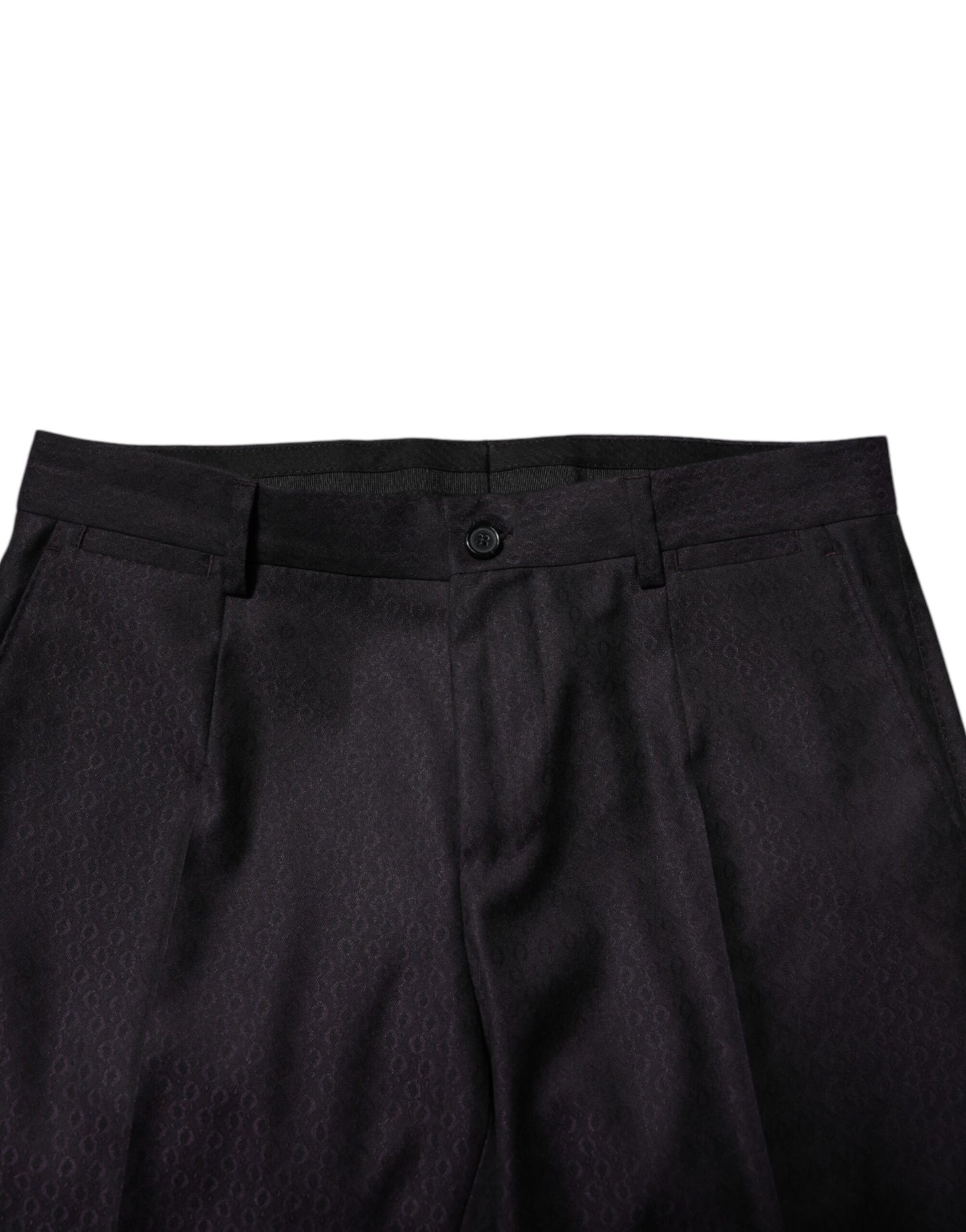 Dolce & Gabbana Schwarz gemusterte formelle Hose aus Wolle