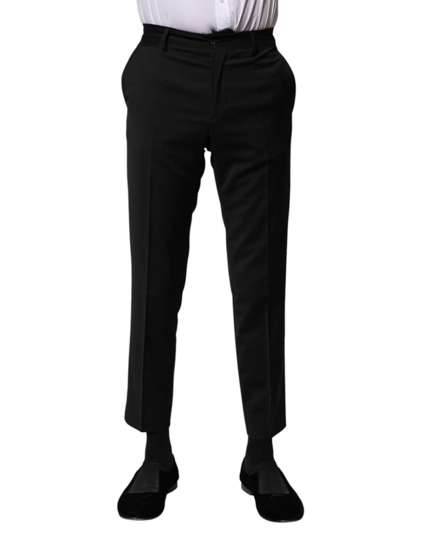 Dolce & Gabbana Schwarze Wolle Formal Herren Cropped Pants