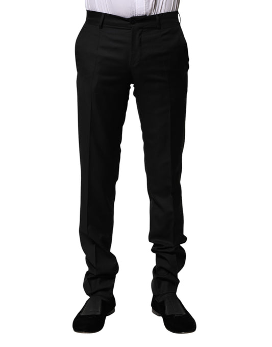 Dolce & Gabbana Schwarze Wolle Formal Herren Slim Hose