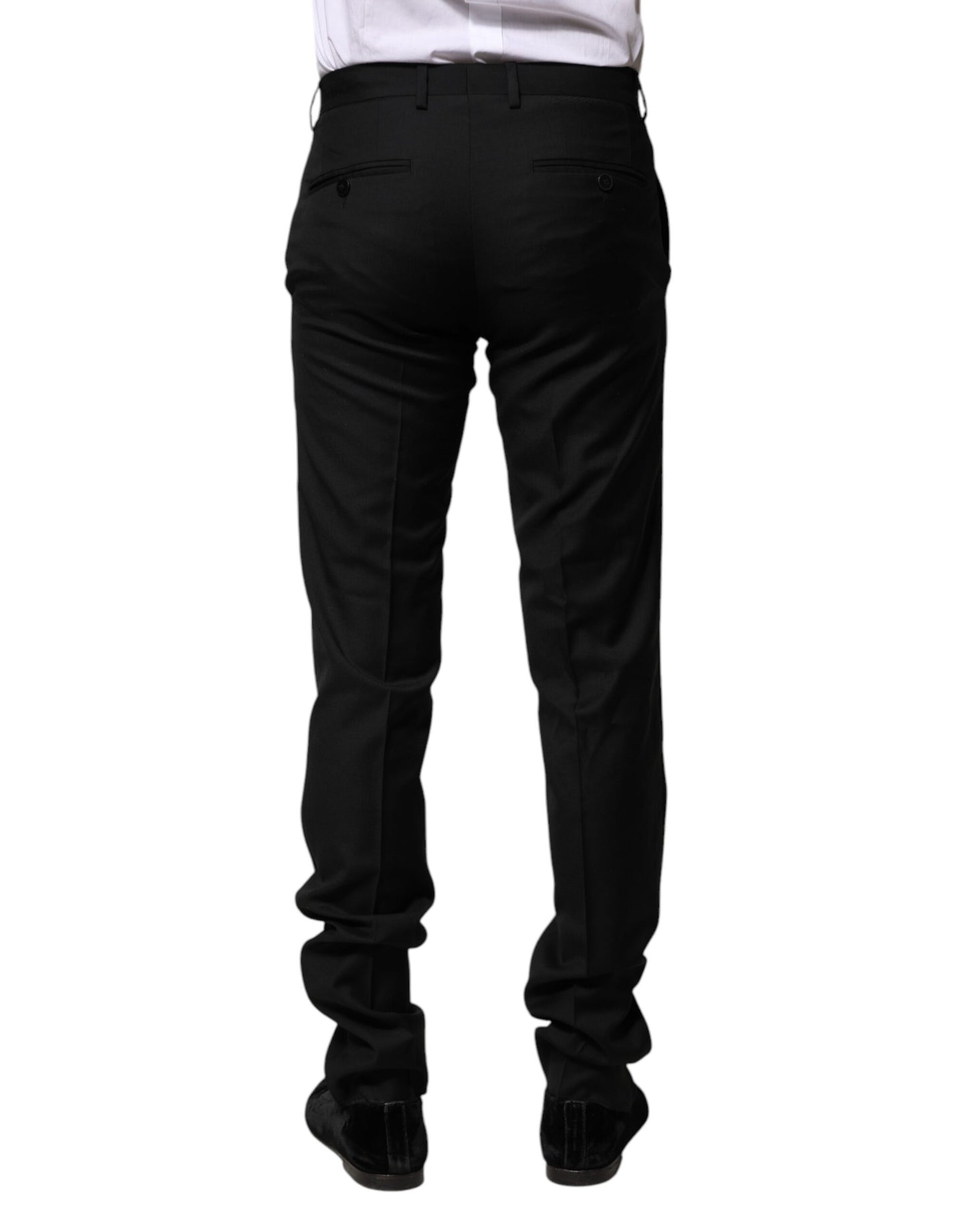 Dolce & Gabbana Schwarze Wolle Formal Herren Slim Hose