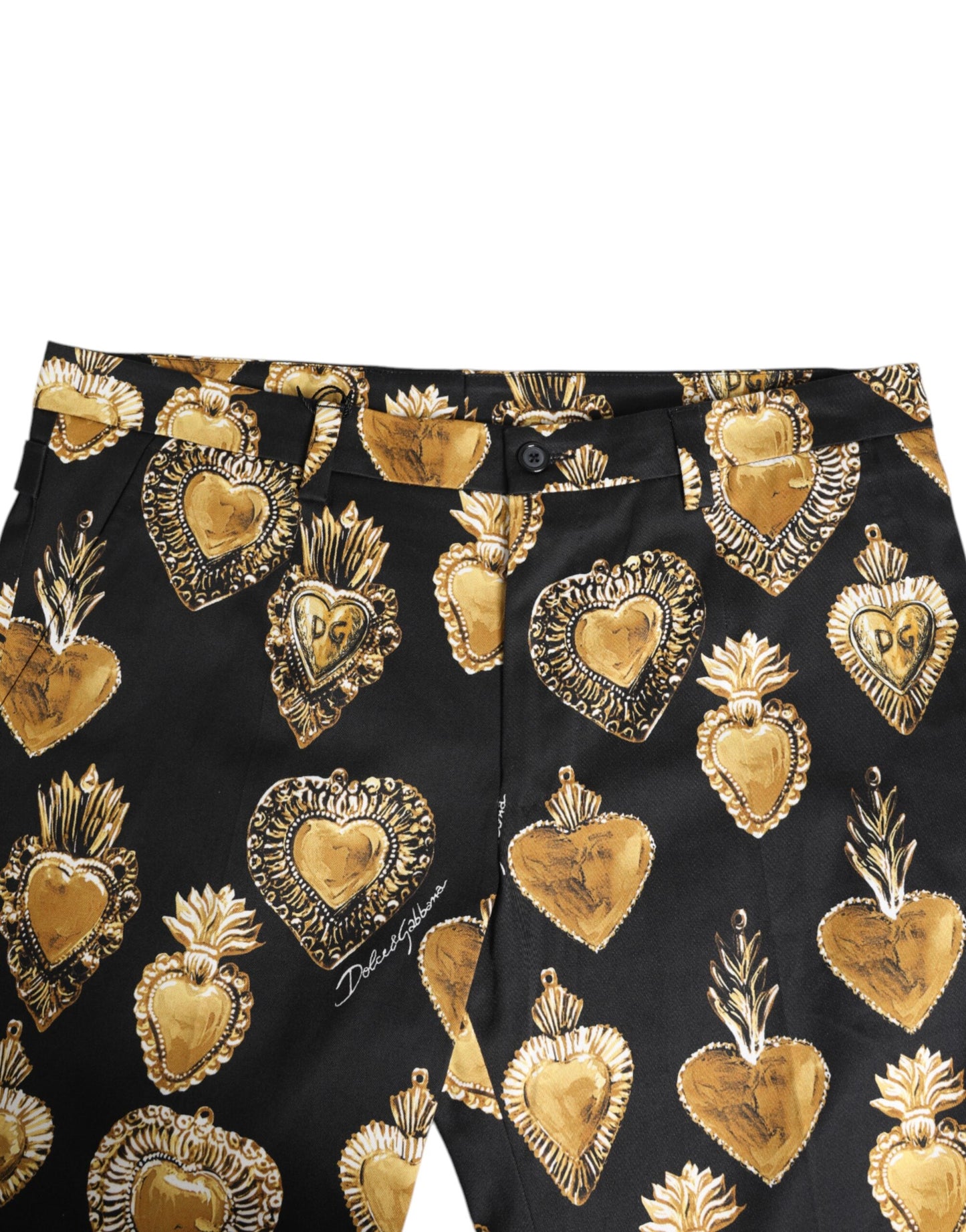 Dolce & Gabbana Schwarz Gold Sacred Heart Print Hose