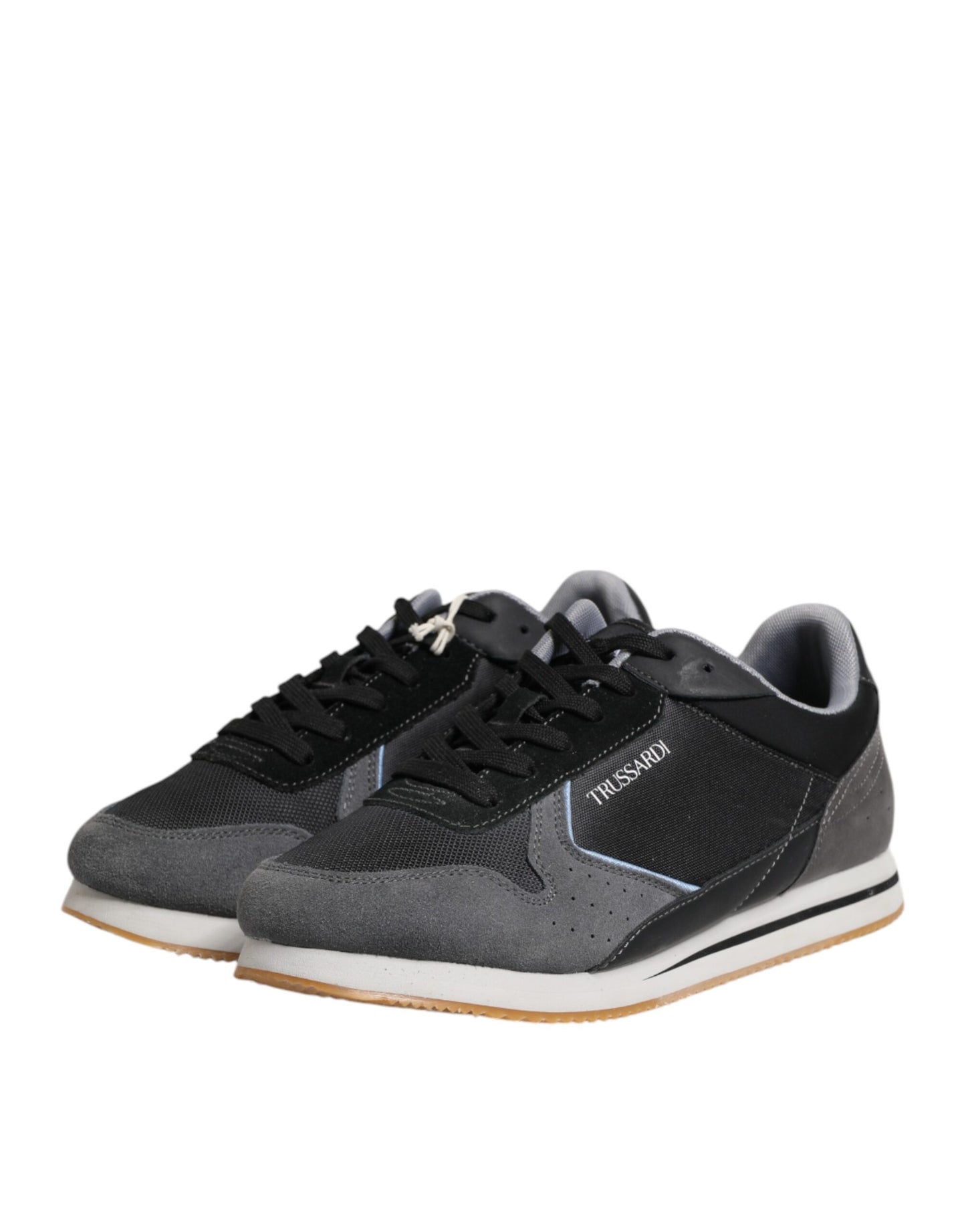 Trussardi Schwarz Gray Lace Up Low Top Casual Turnschuhe Schuhe