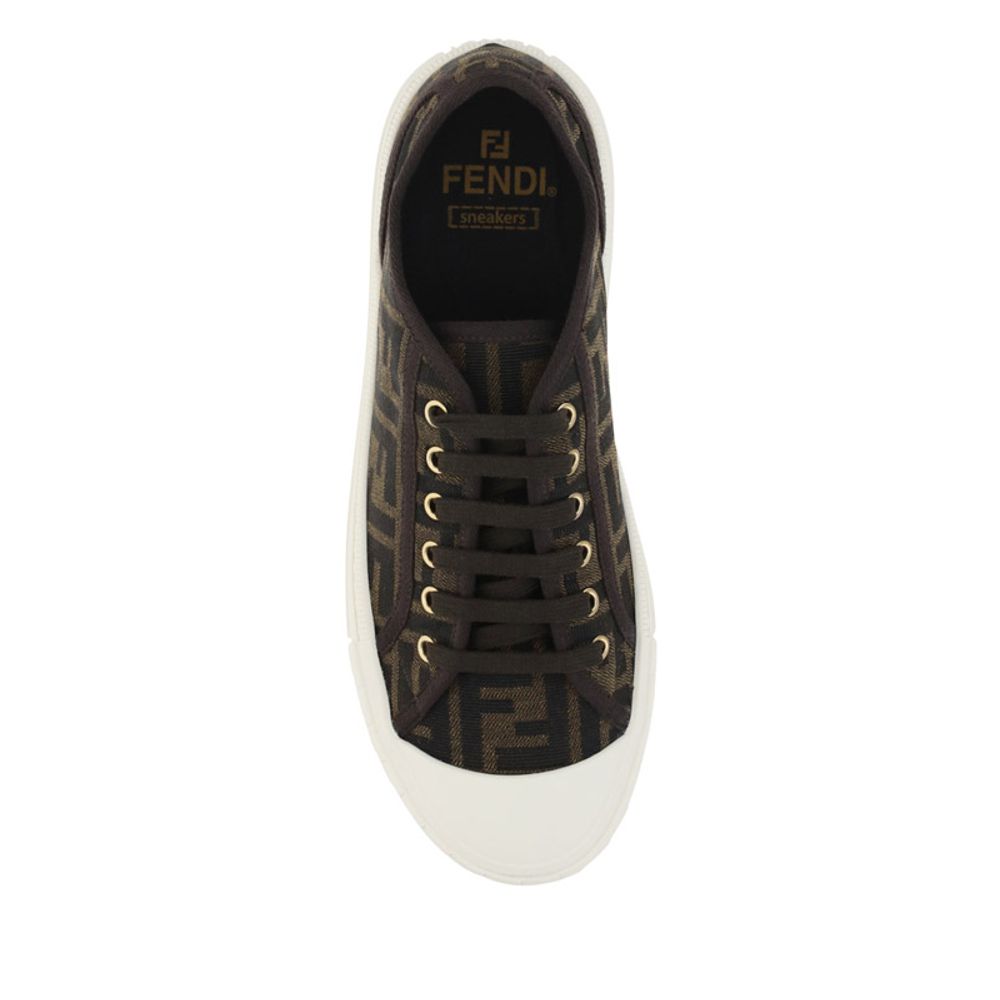 Fendi Braune Polyamid Sneakers mit niedrigem Schaft