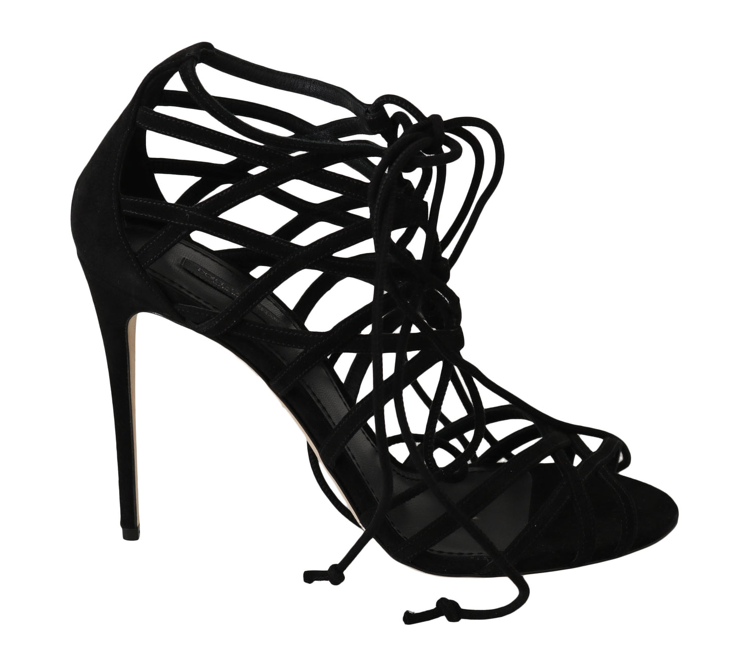 Dolce & Gabbana Schwarze Wildleder Riemen Stilettos Sandalen