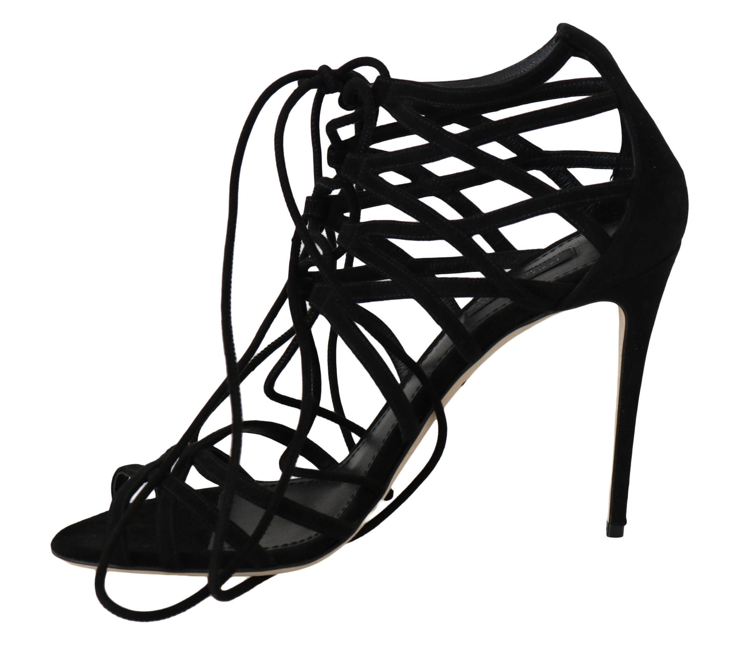 Dolce & Gabbana Schwarze Wildleder Riemen Stilettos Sandalen