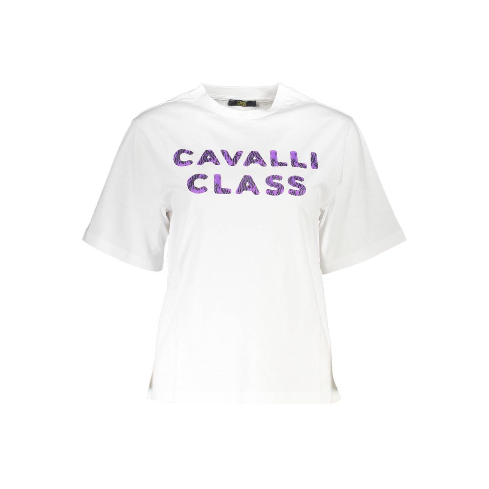 Cavalli Class Weißes Baumwoll-T-Shirt für Damen
