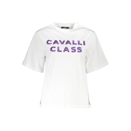 Cavalli Class Weißes Baumwoll-T-Shirt für Damen