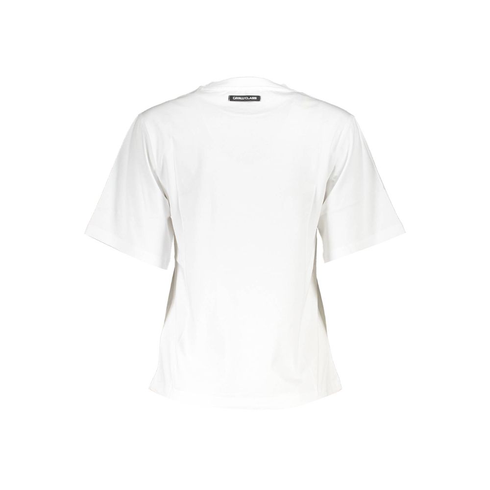 Cavalli Class Weißes Baumwoll-T-Shirt für Damen
