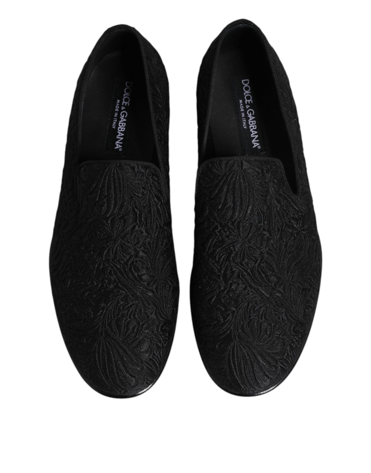 Dolce & Gabbana Schwarze Jacquard Slipper Formelle Schuhe