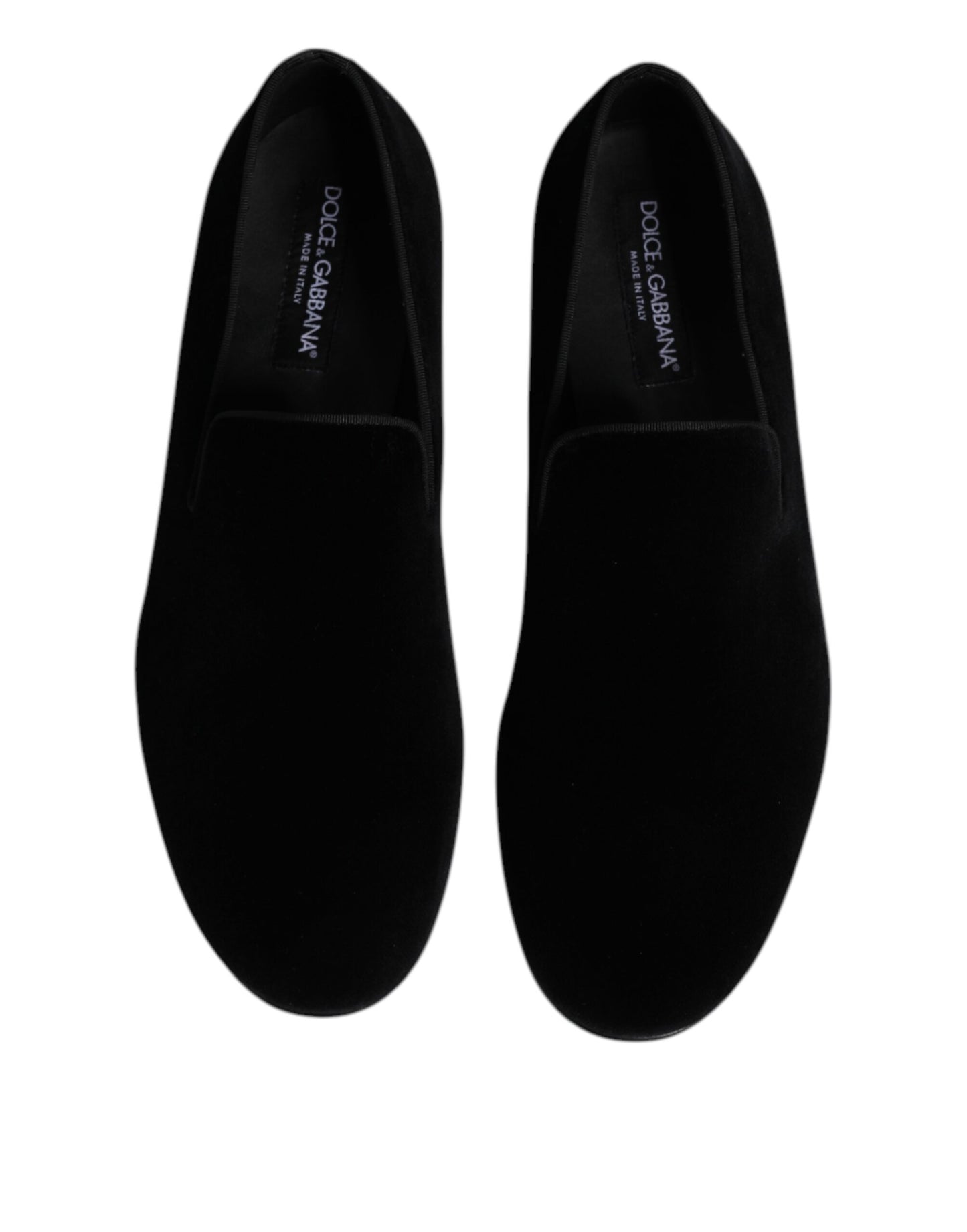 Dolce & Gabbana Schwarzer Samt Slip On Loafers Formelle Schuhe