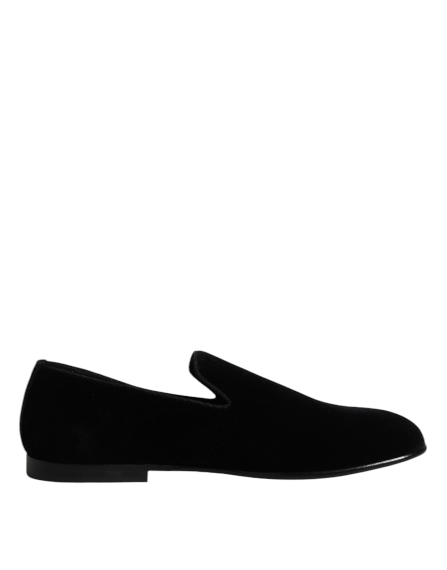 Dolce & Gabbana Schwarzer Samt Slip On Loafers Formelle Schuhe