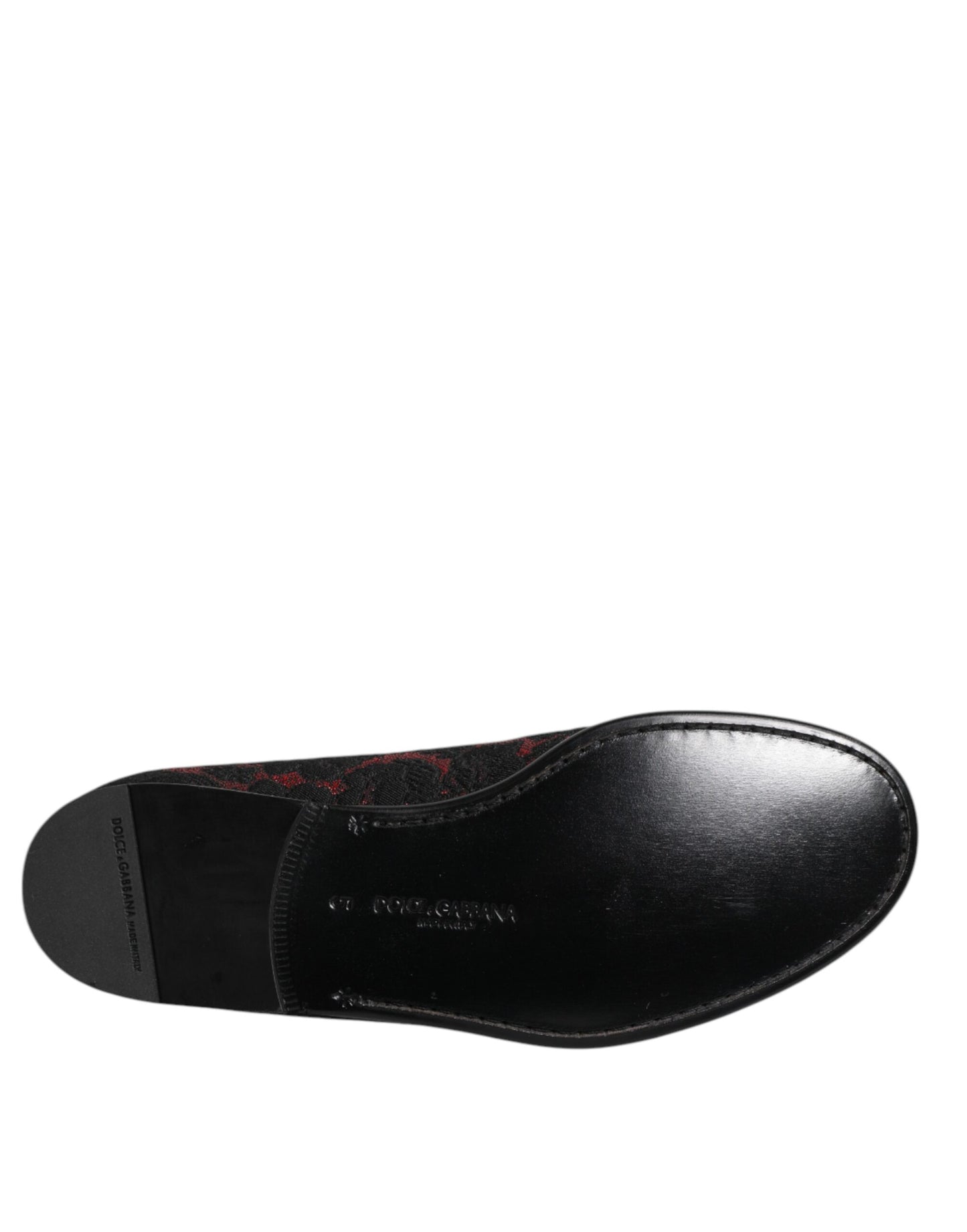Dolce & Gabbana Rot Schwarz Jacquard Slip On Loafers Schuhe